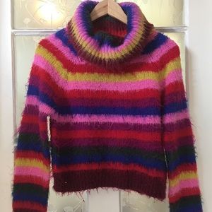 Super Brite Striped Fuzzy Sweater